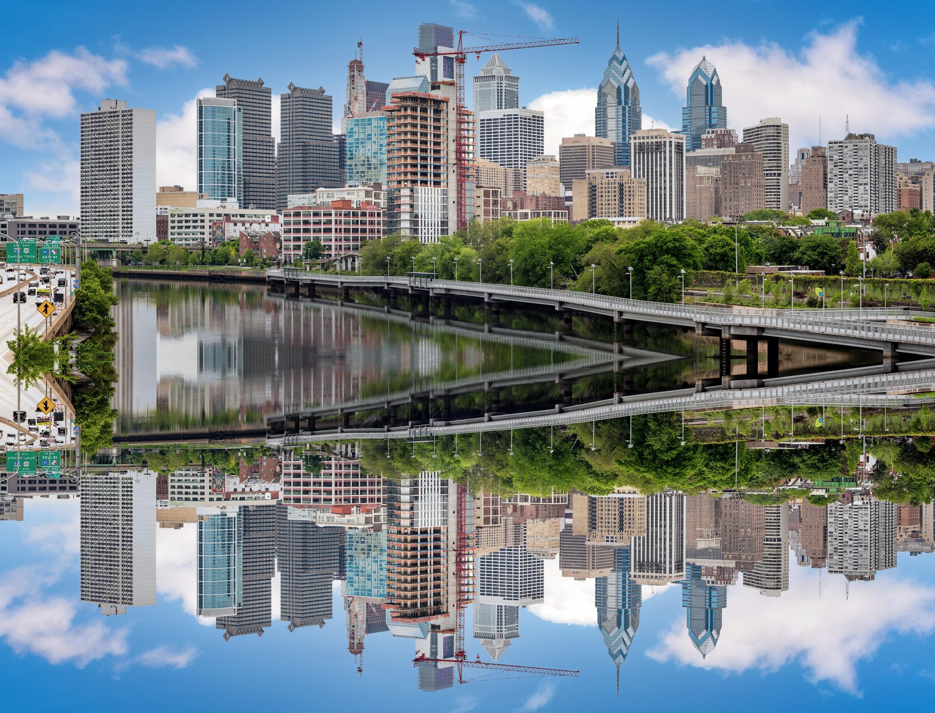 Unique mirror view and reflection of Philadelphia